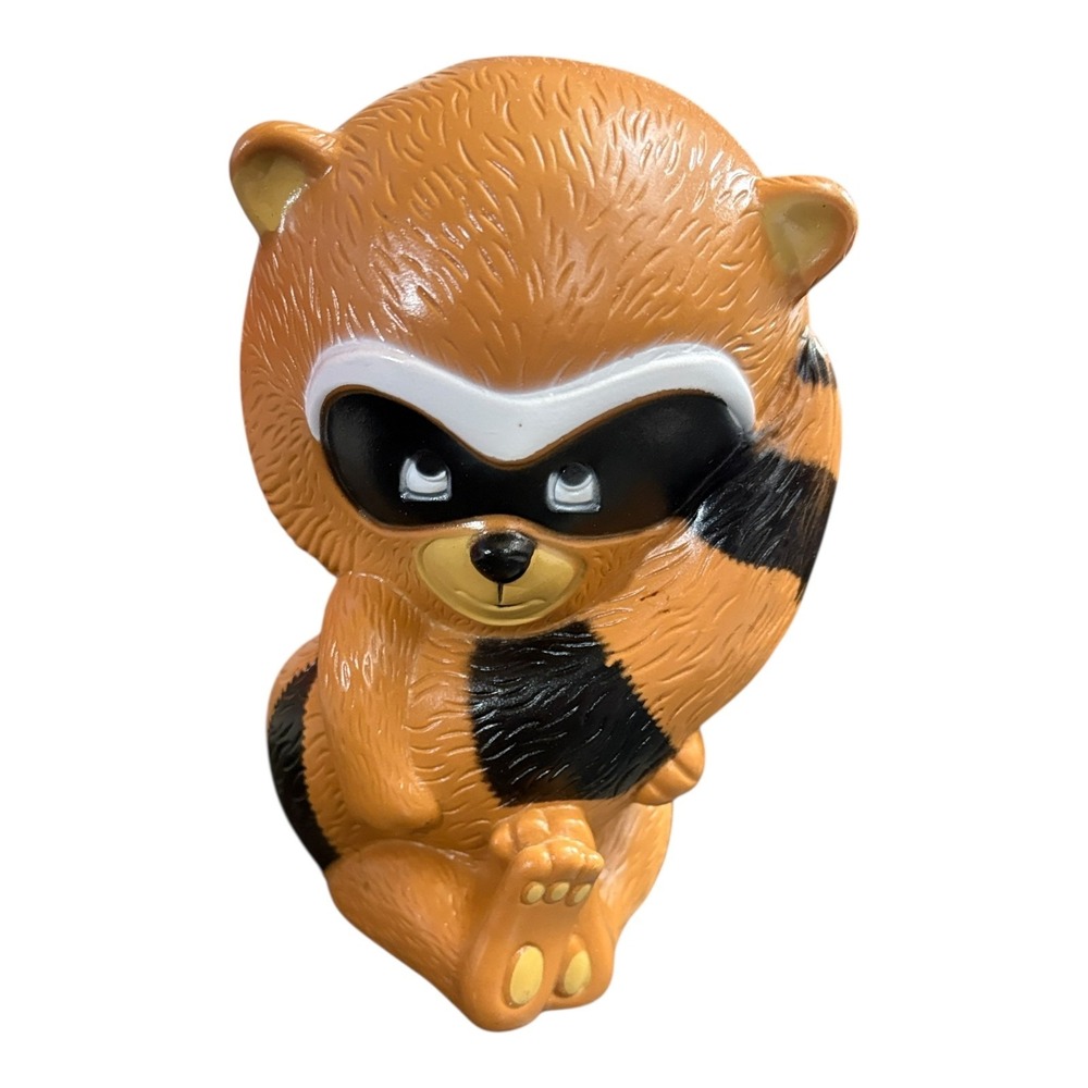 Vintage Tom Remo 1971 Raccoon Piggy Bank Still Bank Plastic Collectible